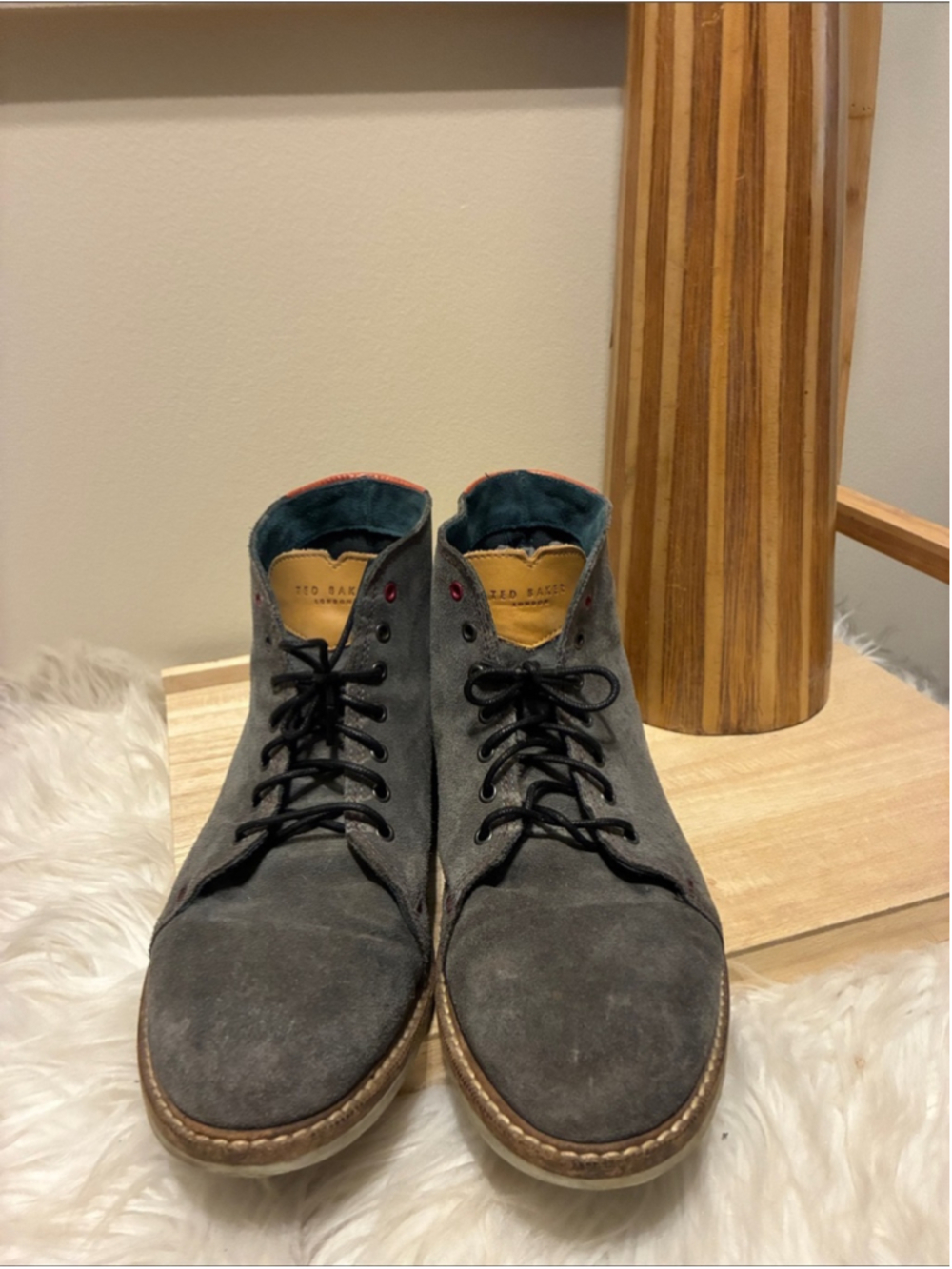 Ted Baker London Gray Suede Chukka Boots with Contrast Trim - Picture 2 of 4